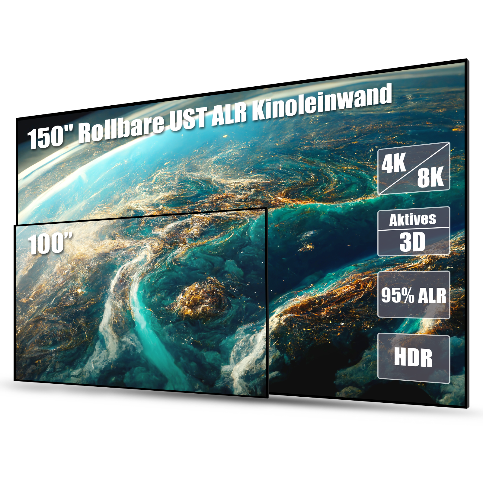 Écran ALR cinématographique lenticulaire de 120'' à 132''