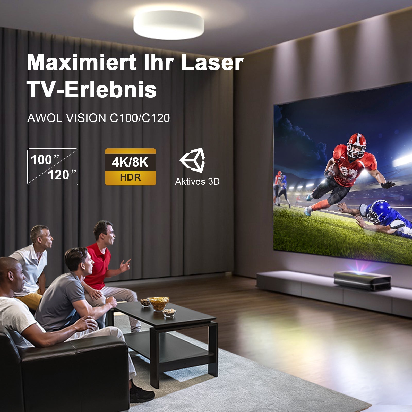 Écran ALR cinématographique lenticulaire de 120'' à 132''