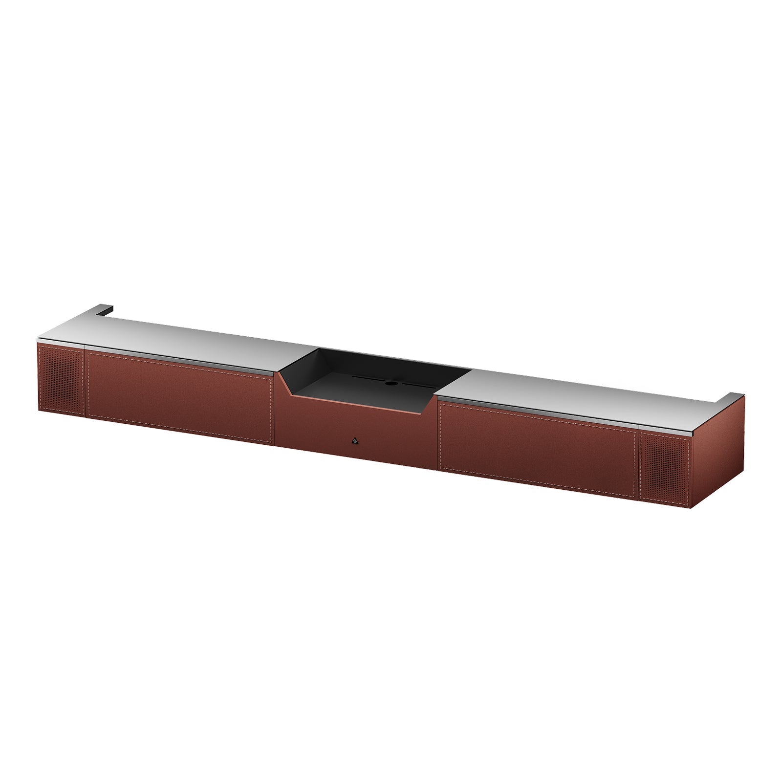 AWOL Vision New Gen Vanish TV Cabinet in Shadowed Chestnut, shown as a standalone UST projector cabinet with a motorized center island.