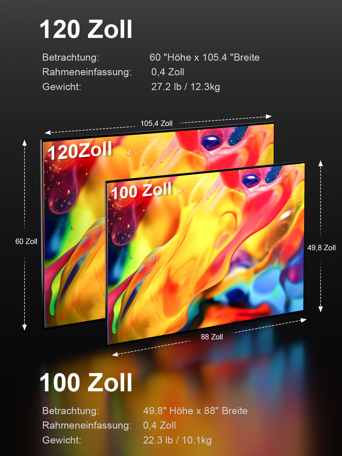 100'' -120'' Écran blanc mat