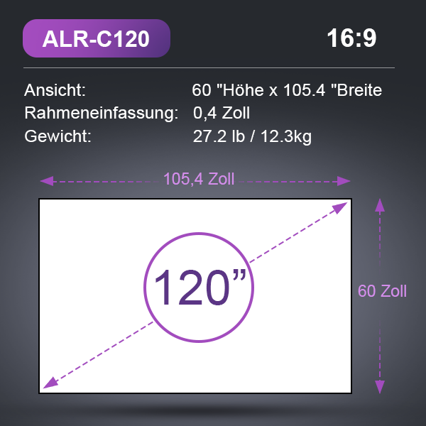 Écran ALR cinématographique lenticulaire de 120'' à 132''