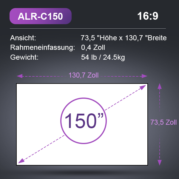 Écran ALR cinématographique lenticulaire de 120'' à 132''