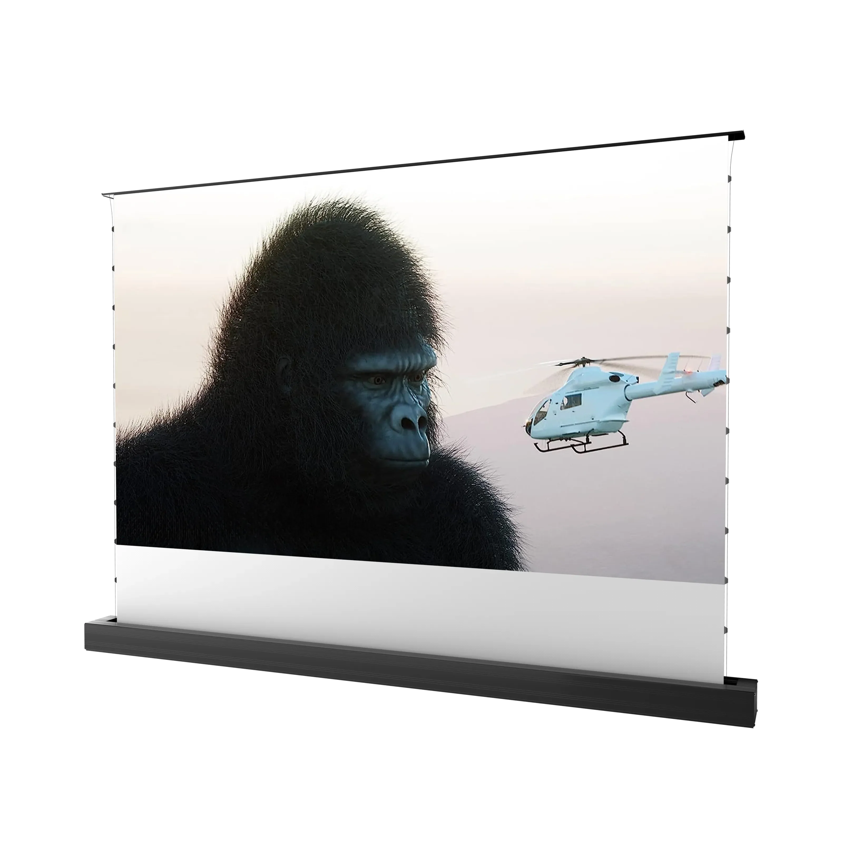 Écran blanc mat motorisé au sol par le bas 100"–120"